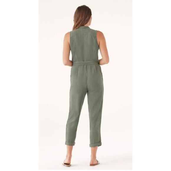 Splendid Helena Crop Jumpsuit Moss XL Moss Green Lagenlook Soft Lightweight NWT - Picture 2 of 16